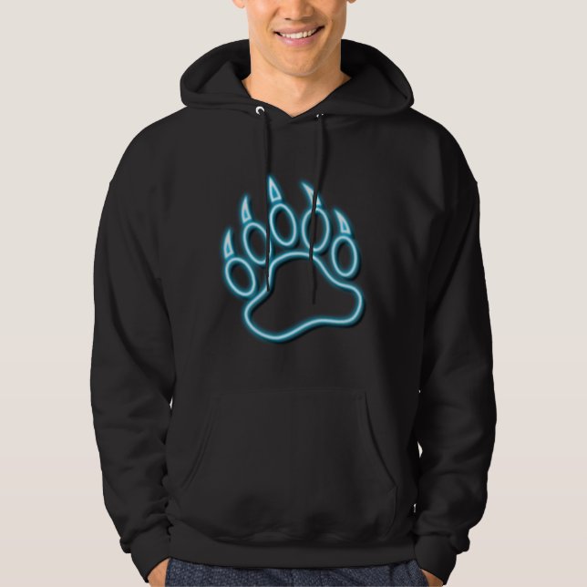 VESTE À CAPUCHE PATTE D'OURS BLEU NÉON BRILLANT !! (Devant)