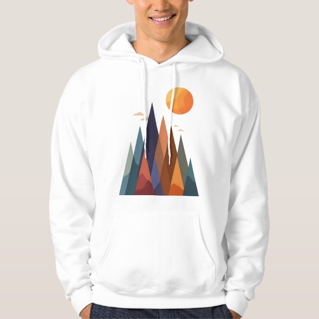 Veste À Capuche Paysage avec montagnes et soleil (Devant)