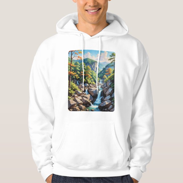 Veste À Capuche Paysage de la cascade de Serene Mountain (Devant)