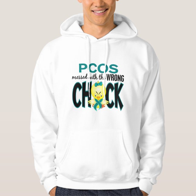Veste À Capuche PCOS sali avec le poussin faux (Devant)