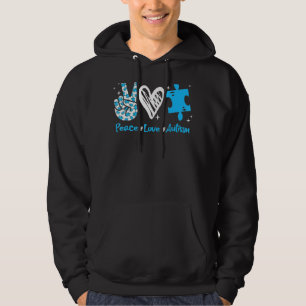 Veste À Capuche Peace Love Autism Puzzle Sensibilisation sur l'aut