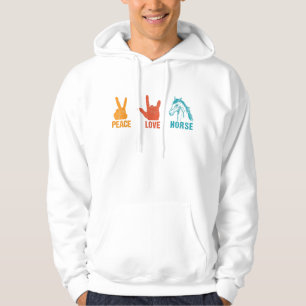Veste À Capuche Peace Love Cheval Cadeau Cheval Vintage Pour Hors