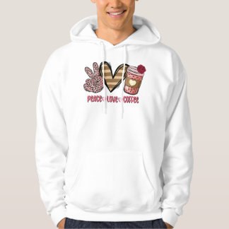 Veste À Capuche Peace Love Coffee Pink Leopard Valentines Day Prem