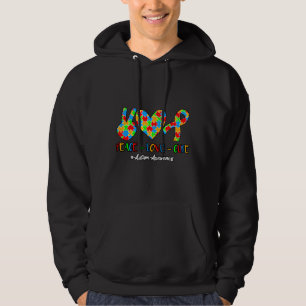 Veste À Capuche Peace Love Cure Autism Journée nationale de sensib