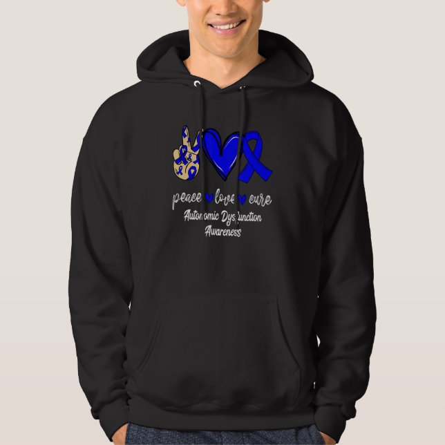 Veste À Capuche Peace Love Cure Dysfonctionnement Autonome Bleu Ru (Devant)