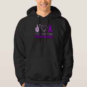 Veste À Capuche Peace Love Cure Epilepsy Awareness Mois Purple Gr