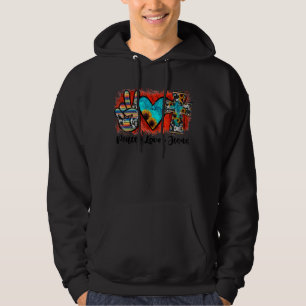 Veste À Capuche Peace Love Jesus Leopard Western Cowhide Serape Su