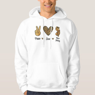 Veste À Capuche Peace Love New Jersey Leopard Carte du drapeau Sou