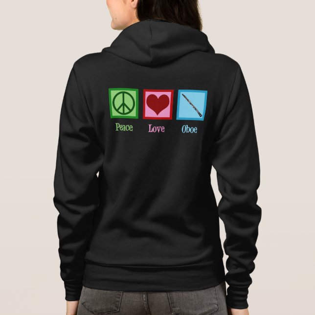 Veste À Capuche Peace Love Oboe Joueuse Femmes (Dos)