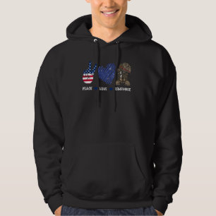 Veste À Capuche Peace Love Remember Combat Boots American Flag Vet