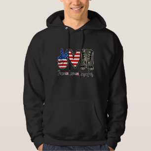 Veste À Capuche Peace Love Souvenez-vous des bottes de combat Usa 
