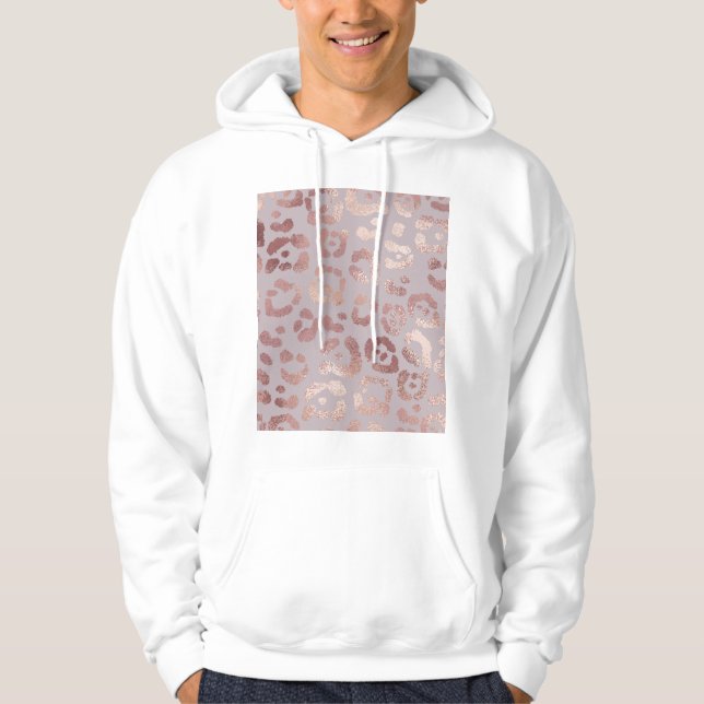 Veste À Capuche Peau léopard : élégance or rose. (Devant)