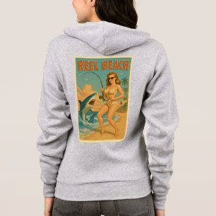 Veste À Capuche Pêche au requin sur la plage authentique, pin-up r