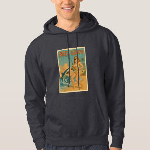 Veste À Capuche Pêche aux requins sur la plage authentique, pin-up