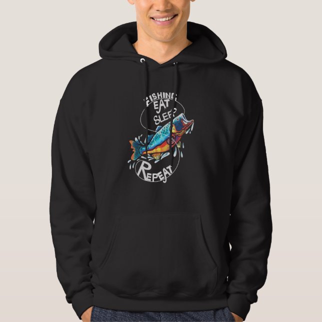 Veste À Capuche Pêche Mange Sommeil Répéter Pêche (Devant)