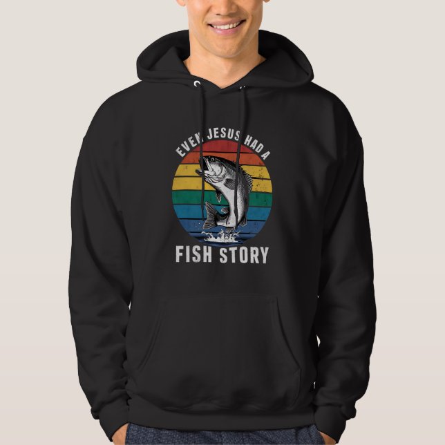 Veste À Capuche Pêche Même Jésus avait une histoire de poisson Bas (Devant)