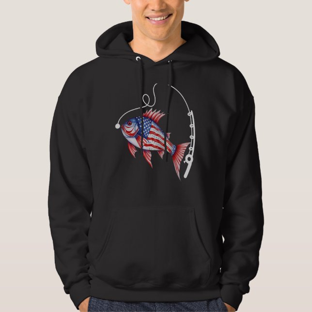 Veste À Capuche Pêcheur Drapeau Américain Hommes de pêche (Devant)