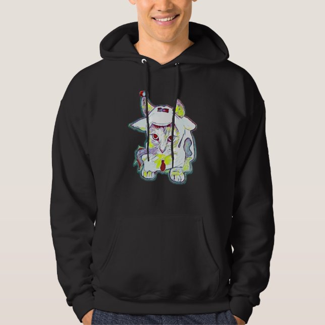 Veste À Capuche Peinture Abstraite Numérique D'un Chat 35 (Devant)