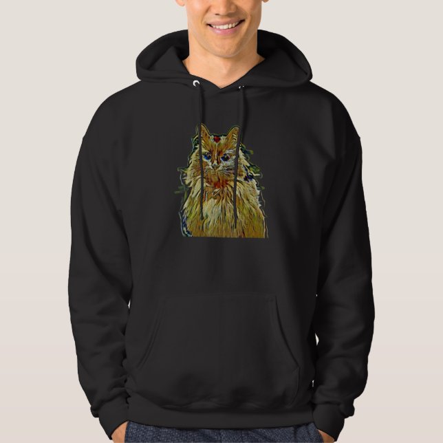 Veste À Capuche Peinture Abstraite Numérique D'un Chat 56 (Devant)