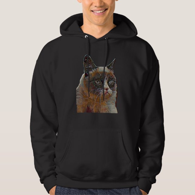 Veste À Capuche Peinture Abstraite Numérique D'un Chat 57 (Devant)