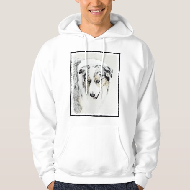 Veste À Capuche Peinture de berger australien - Art original de ch (Devant)