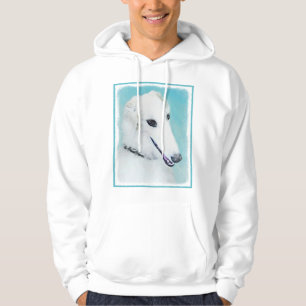 Veste À Capuche Peinture de Borzoi (Blanc) - Joli Chien d'origine