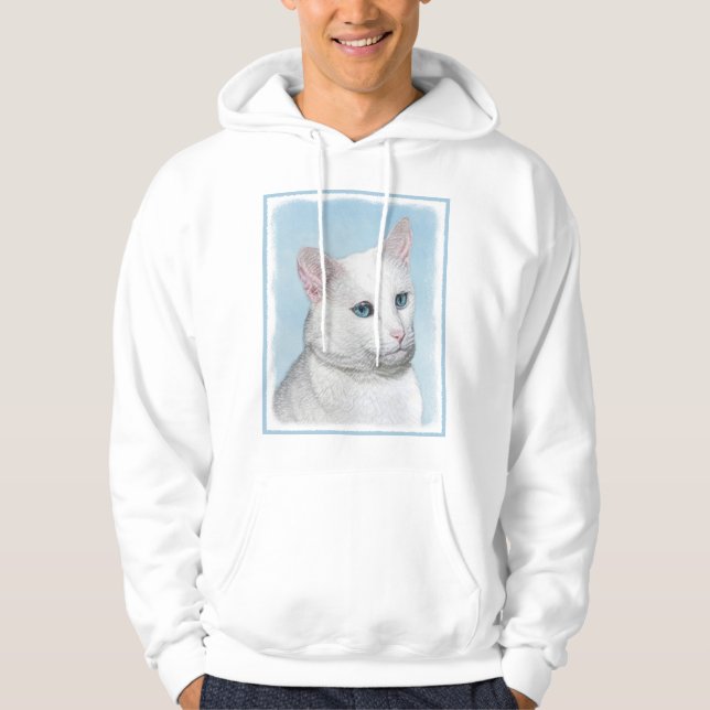Veste À Capuche Peinture de chat blanc - Cute Original Cat Art (Devant)