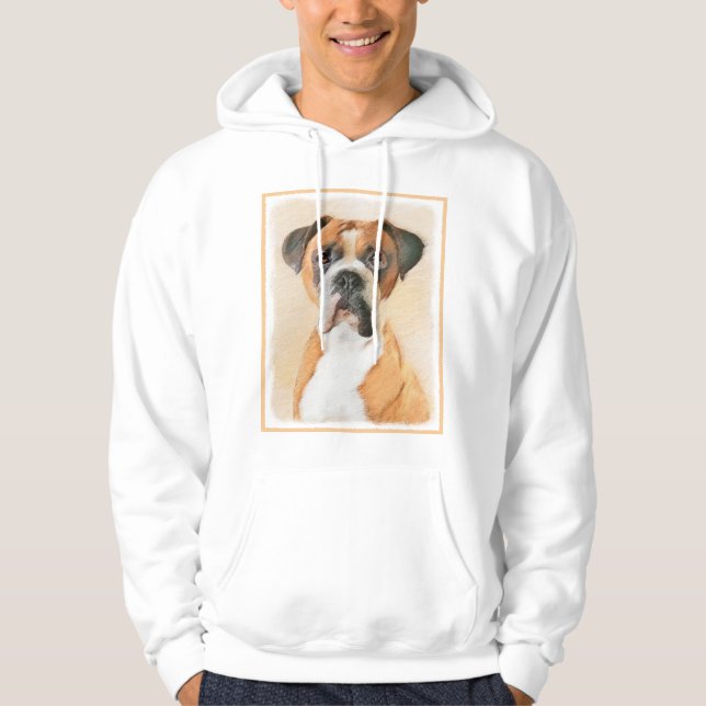 Veste À Capuche Peinture de chien Boxer originale non rognée, Art  (Devant)
