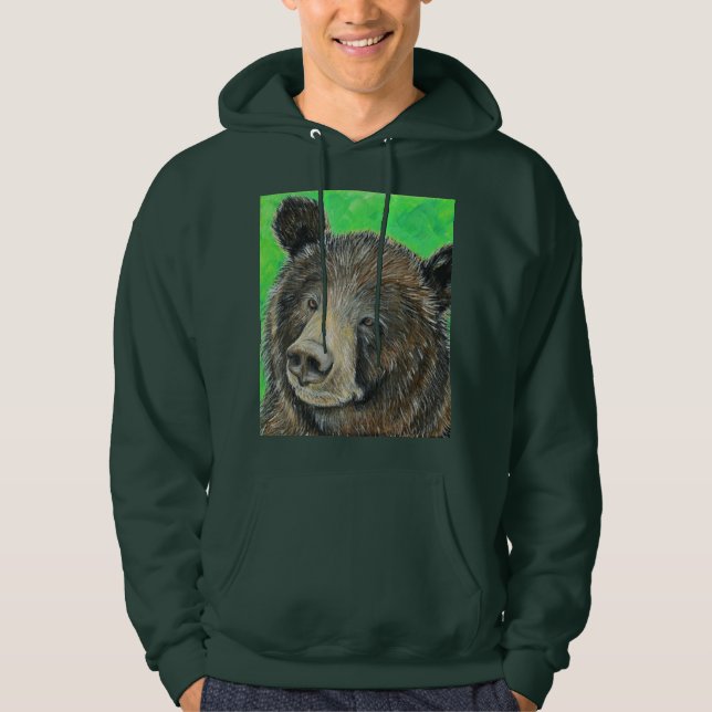 Veste À Capuche Peinture d'ours brun pensif (Devant)