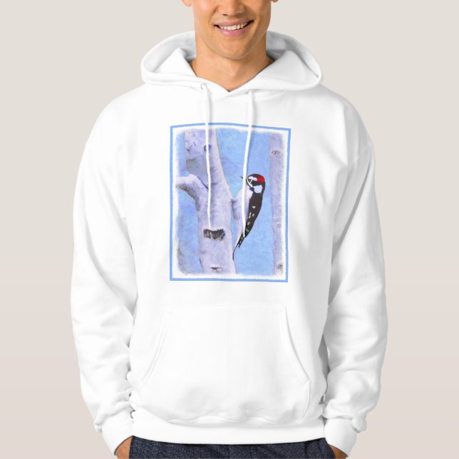 Veste À Capuche Peinture Downy Woodpecker - Art original pour oise (Devant)