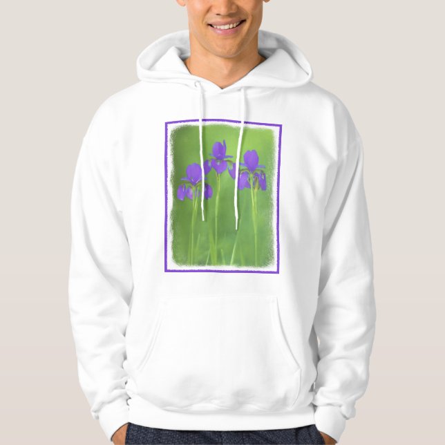 Veste À Capuche Peinture Iris Violet - Art Fleur Originale (Devant)
