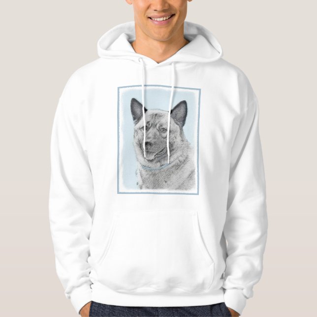 Veste À Capuche Peinture norvégienne Elkhound - Art original Chien (Devant)