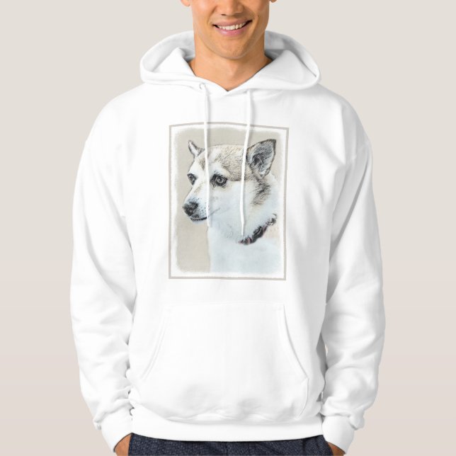 Veste À Capuche Peinture norvégienne Lundehund - Art original chie (Devant)