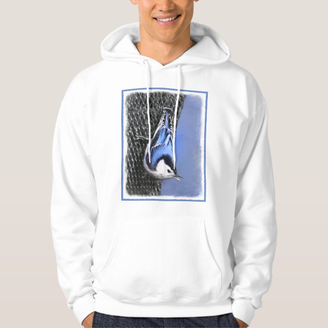 Veste À Capuche Peinture Nuthatch à poitrine blanche Art original (Devant)