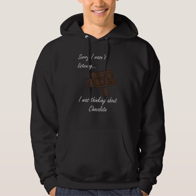 Veste À Capuche Penser Au Chocolat Manger Du Chocolat Sombre (Devant)