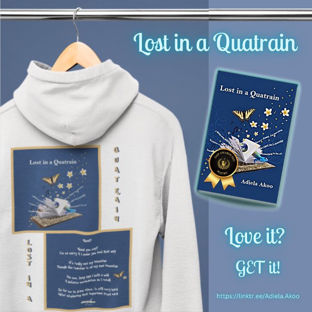 Veste À Capuche Perdu dans un Quatrain par Adiela Akoo - Full Zip (Lost in a Quatrain Aloof Hoodie by Adiela Akoo. Shop my store for more fab poetic finds & gr8t gifts)