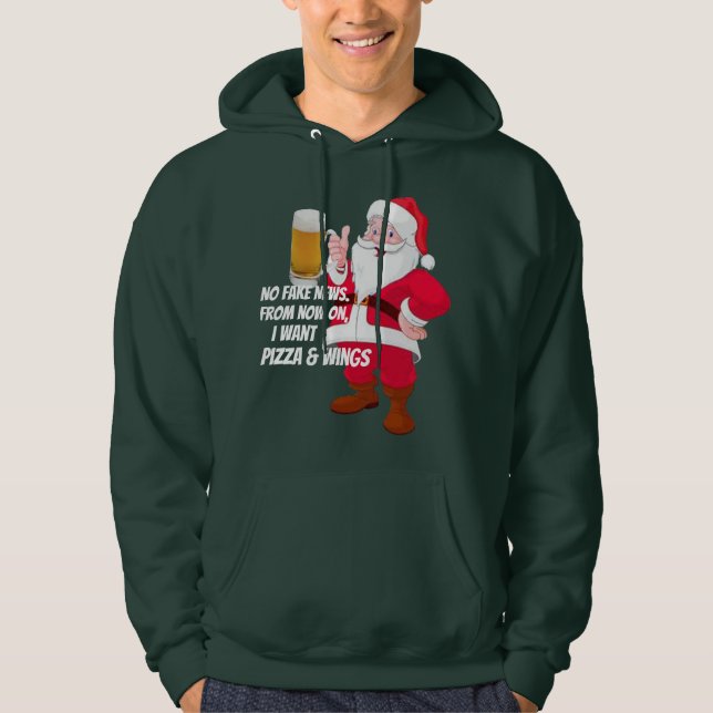 Veste À Capuche Père Noël amateur de bière drôle fausses nouvelles (Devant)