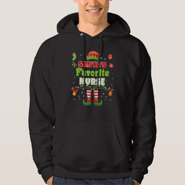 Veste À Capuche Père Noël infirmière préférée Père Noël Elf Sweate (Devant)
