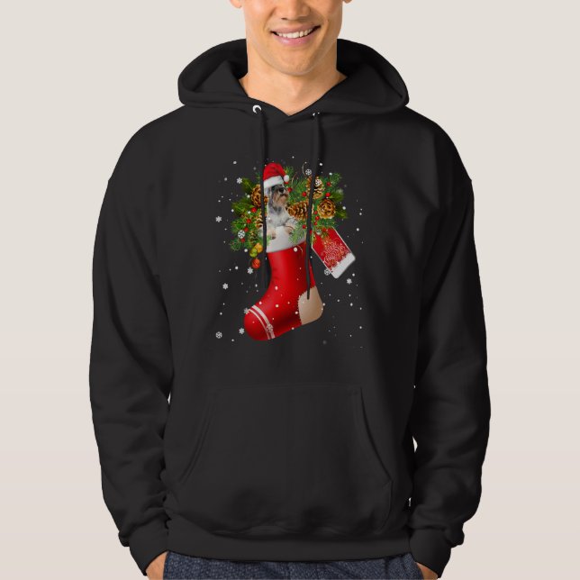 Veste À Capuche Père Noël Schnauzer en pyjama de choeur de Noël (Devant)