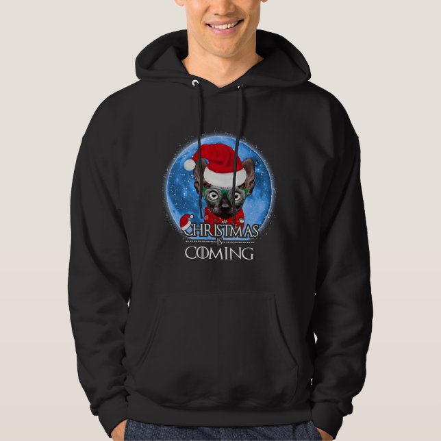 Veste À Capuche Père Noël Sphynx Chat Joyeux Noël Arrive Drôle X (Devant)
