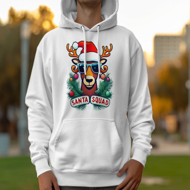 Veste À Capuche Père Noël Squad Reindee Cool avec lunettes Noël (Créateur téléchargé)