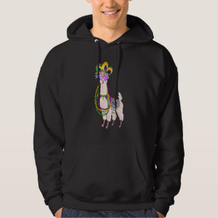 Veste À Capuche Perles & Masque Mardi Gras Llama Pour Hommes Femme