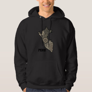 Veste À Capuche Pérou Carte Mandala Vintage Pérou Amérique du Sud