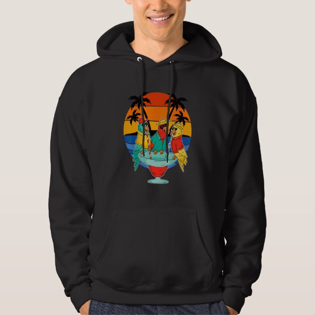 Veste À Capuche Perroquets Boire Hawaïen Vacances coucher de solei (Devant)