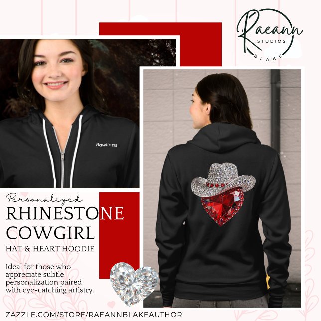 Veste À Capuche Personalized Rhinestone Cowgirl Hat & Heart Hoodie (Créateur téléchargé)