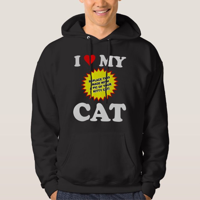 Veste À Capuche PERSONNALISABLE J'aime mon chat (Devant)