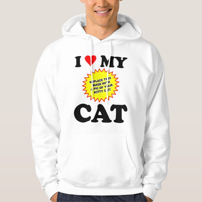Veste À Capuche PERSONNALISABLE J'aime mon chat (Devant)