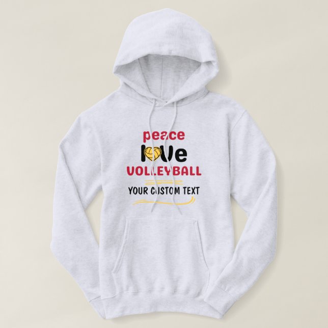 Veste À Capuche personnalisation Peace Love Volleyball joueur text (Design devant)