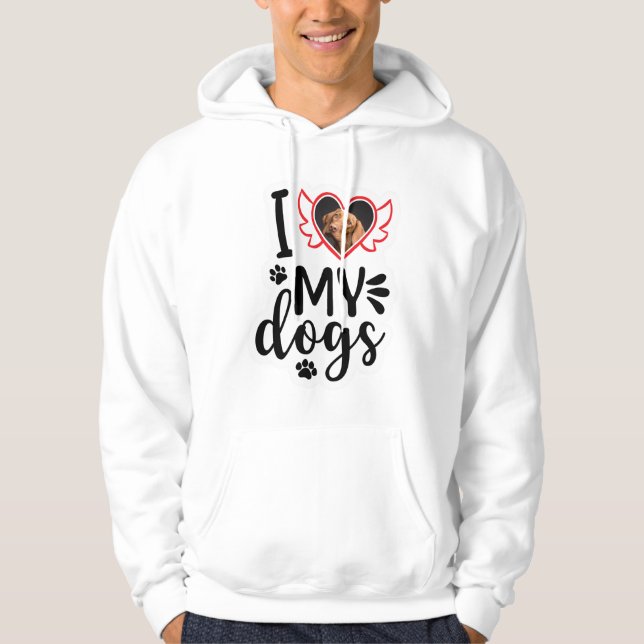 Veste À Capuche Personnalisé J'aime mon chien photo T-shirt (Devant)
