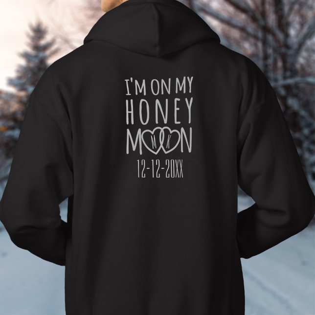 Veste À Capuche Personnalisé Sur Mon Lune De Miel Mariage Date Men (Perfect hoodie to wear on your honeymoon. Add your initials to the hearts and your wedding date)